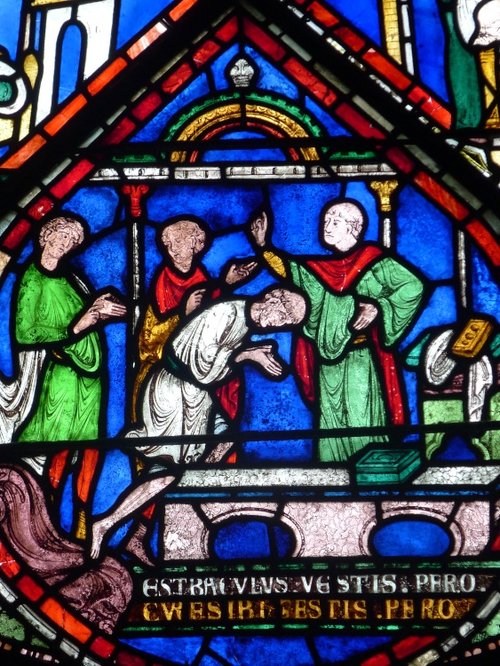 Part of Window n111, Miracles of Thomas Becket, Canterbury Cathedral