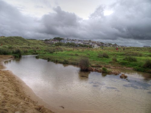 The stream at Holywell bay beach