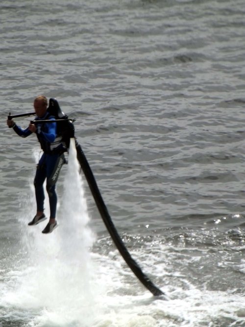 A Jetlev over Royal Victoria Docks, London