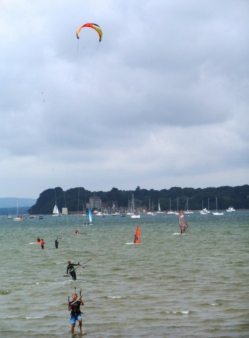 Kite surfing at Sandbanks, Poole