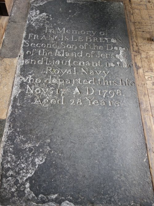 Francis Le Breton's grave in St Thomas's Church