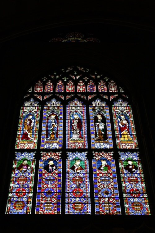 Stained glass window in Lincoln Cathedral