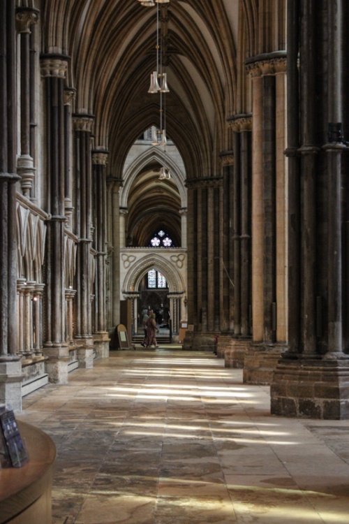 Lincoln Cathedral, fragment of lights in the aisle