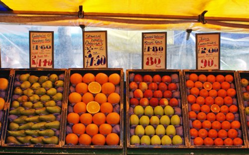 St Albans market fruit stall
