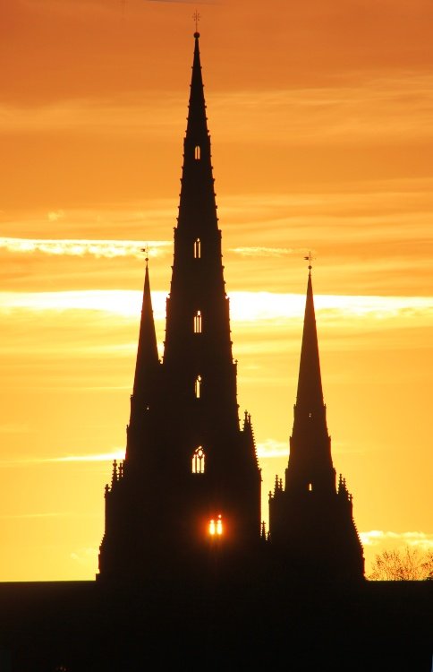 Sunlight through the Spire of Lichfield Cathedral