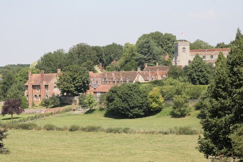 St. Mary's  Church, Ewelme,  viewed across the fields from the south