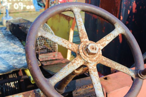 Rusty ships wheel