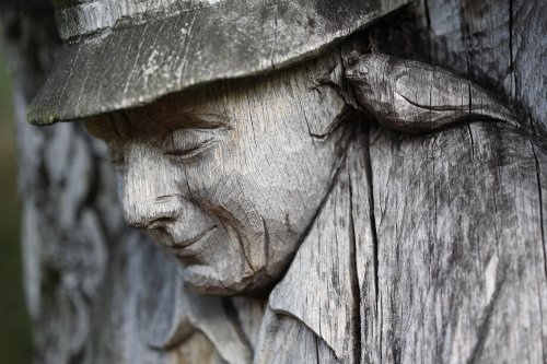 Carved Statue in the Gardens at at Greys Court