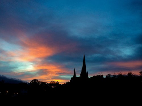 Lichfield Cathedral at Sunset