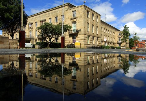 Bury Town Hall, Reflected in a Puddle