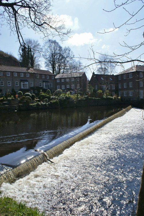 The weir at The Old Mill on the River Nidd at Knaresborough.