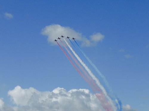 The Red Arrows over Lymington, Hampshire.