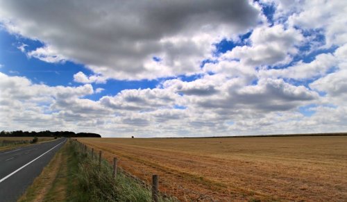 Beautiful field on the walk to the free National Trust viewpoint of Stonehenge