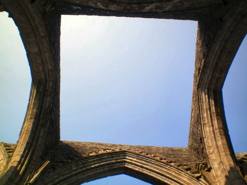 Looking up the tower of Tintern Abbey, Chrpstow