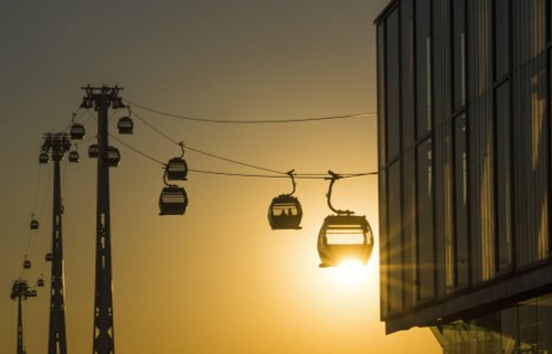 Cable Cars, Greenwich at Sunset
