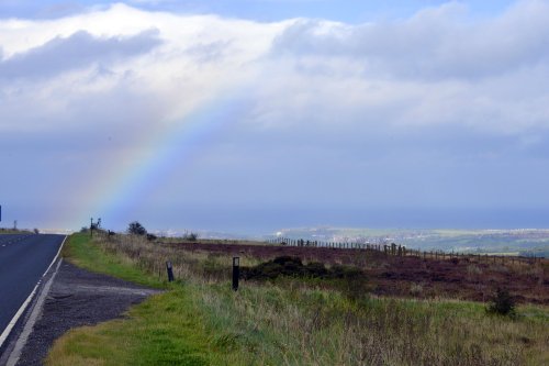 Rainbow on the Moors approaching Whitby