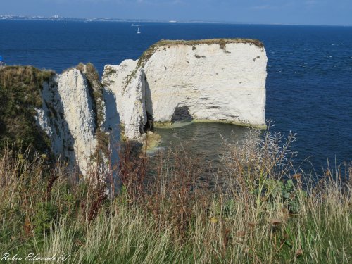 A view of Old Harry Rocks in Purbeck, Dorset