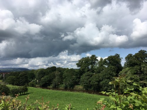 Whalley viaduct and surrounding countryside.