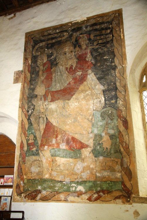 The wall painting of St. Christopher in the Church of St. Etheldreda in Horley