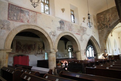 Some of the fine wall paintings in St. Peter's Church, South Newington