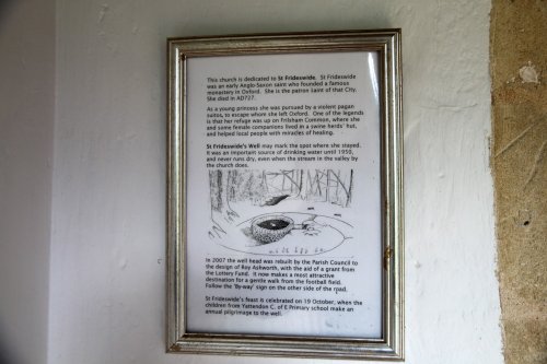 Information board at St. Frideswide's Church, Frilsham