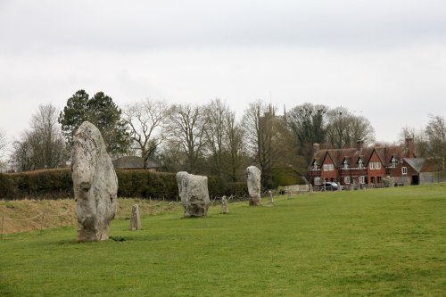 Part of the stone circle and bank at Avebury