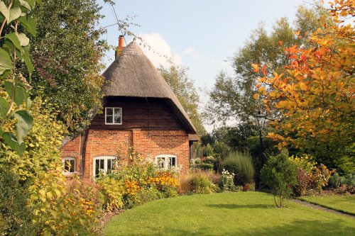 A beautiful cottage garden in Autumn in Leckhampstead