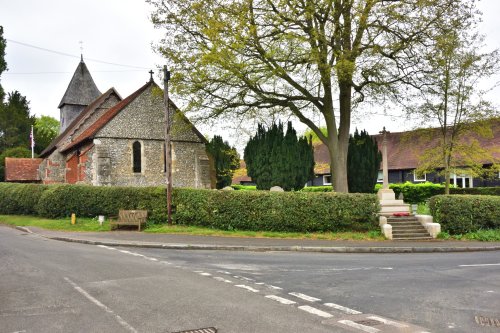 The Church and War Memorial at the Top of Ripley Road, East Clandon