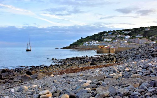 Mousehole Bay with Yacht