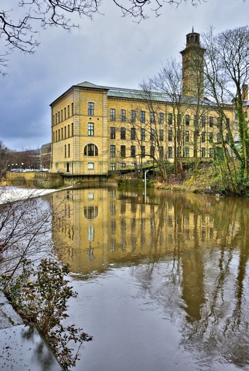 Salt's Mill Reflected in the River Aire