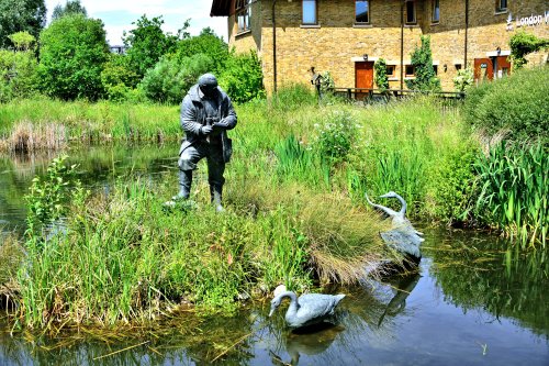 Sir Peter Scott at the Entrance to WWT London