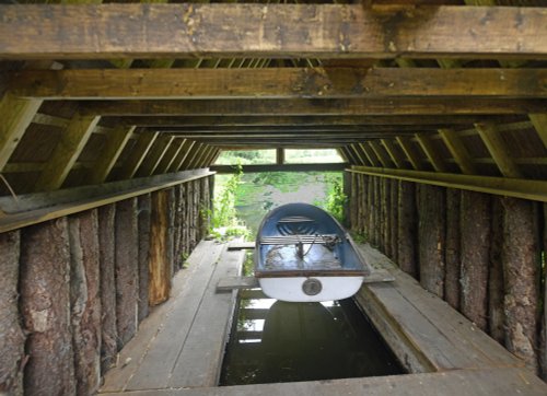 The boathouse in the Water Garden at Arundel Castle