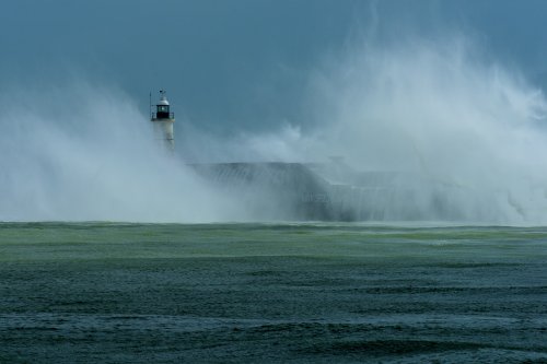 Storm Francis Battering the Lighthouse at Newhaven