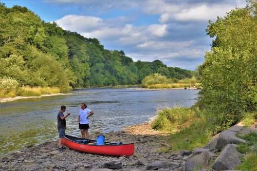 Canoeists on the River at Hay on Wye.