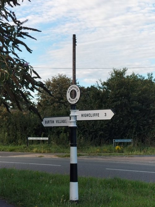 Old-fashioned traditional signpost near Christchurch