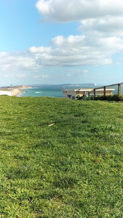 View eastwards from suburban Bournemouth seafront