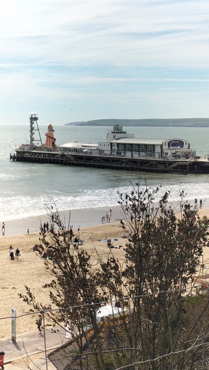 Looking towards Old Harry Rocks in Purbeck from Bournemouth seafront