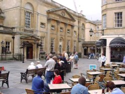 Having a rest in the centre of Bath and admiring the wonderful buildings all around