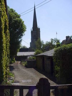 A view of the Church from a lane in Burford