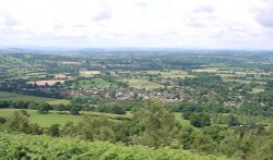 Looking down on the village of Colwall from the Malvern Hills Wallpaper