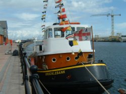 Tug Brocklebank moored in the docks for the Festival of the Sea