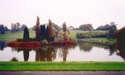Scenic island in the lake on the north side of the palace. Wallpaper