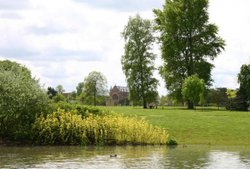 Summer: Keble College from the duckpond Wallpaper