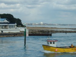 View of the bay from entrance to the harbor Wallpaper
