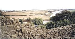 Wiew of the countryside around Warkworth from Warkworth Castle Wallpaper