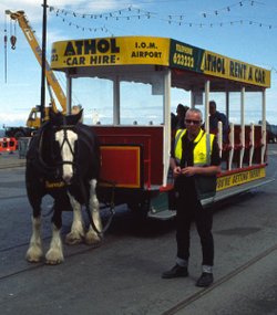 Isle of Man - Douglas, Horse Tram awaits at Derby Castle Terminus
