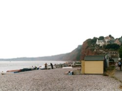 Budleigh Salterton Beach looking west. Budleigh Salterton, Devon. Summer 2003 Wallpaper