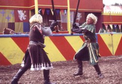 Knights in action at Camelot Theme Park, Charnock Richard Wallpaper