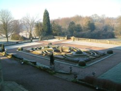 Formal gardens from upstairs Wallpaper