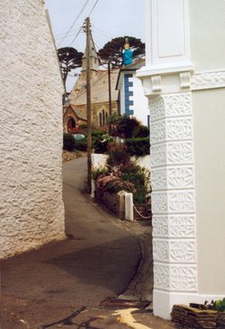 Pathway to the church St Mawes in Cornwall